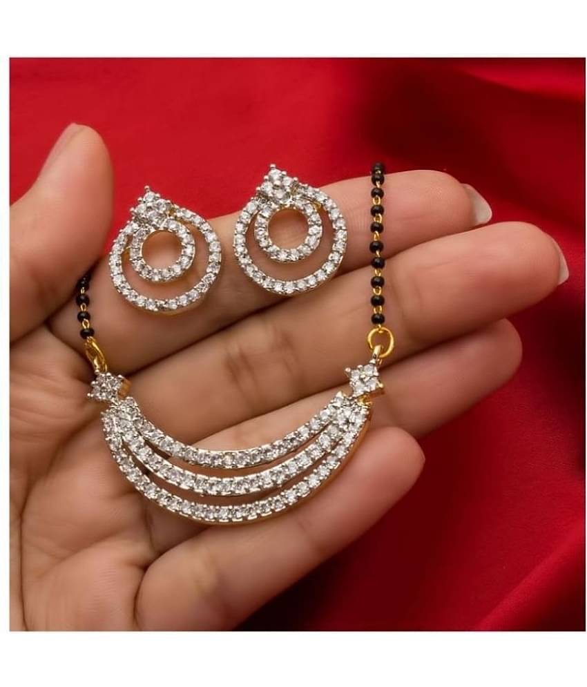 Pujvi Fashions AD Half Round Mangalsutra set for womens