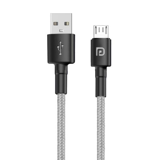 Portronics Nylon Braided Fast Charging (Grey, 1 Meter)