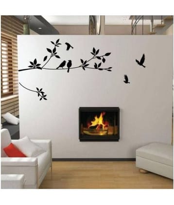 Print Mantras Tree Branch Birds Nature Sticker ( 62 x 125 cms )