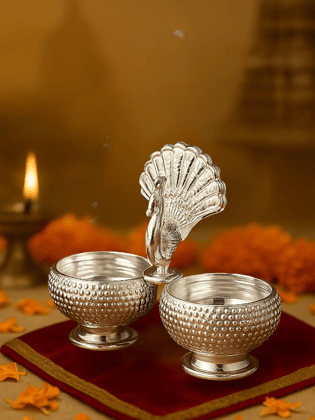 Peacock Design Haldi Kumkum Holder/Box/Dibbi