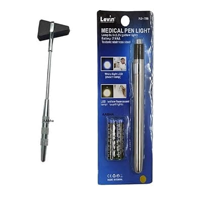 AABHA Combo of Doctor Pen Torch and Knee Hammer for Medical Students and Doctors