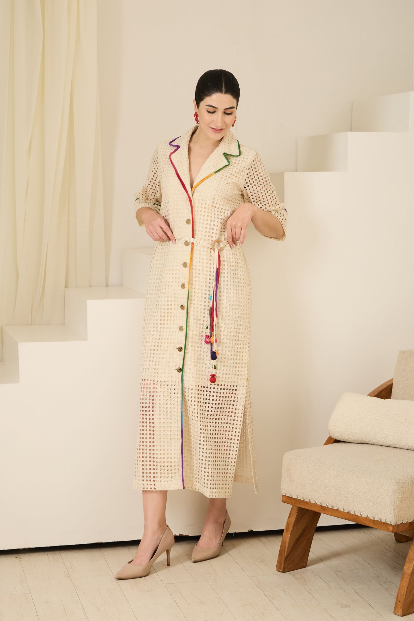 COLORPOP LONG DRESS-Ecru / Cotton / XXS