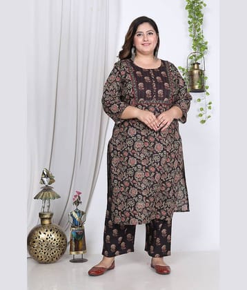 Swasti Cotton Printed Straight Women's Kurti - Black ( Pack of 1 )