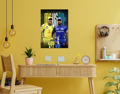 "CSK VS MI- Battle On"- Shiny & Sturdy Metallic Poster  Art That Pops & Sticks-A3