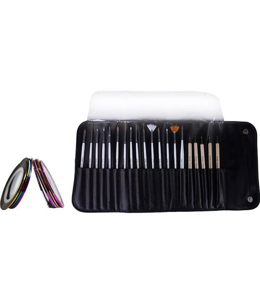 Looks United 15 Nail Art Brush, 5 Dotting Tool, 10 Striping Tape Roll With Carry Case ( Pack of 30)