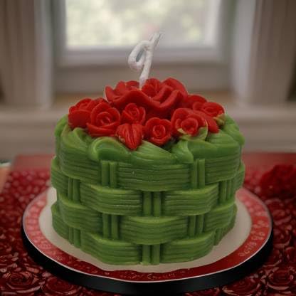 SS ENTERPRISE Decorative Large Rose Scented Candle | Diwali Rose Basket Candle | SOYA Wax | Rose Scented Candle