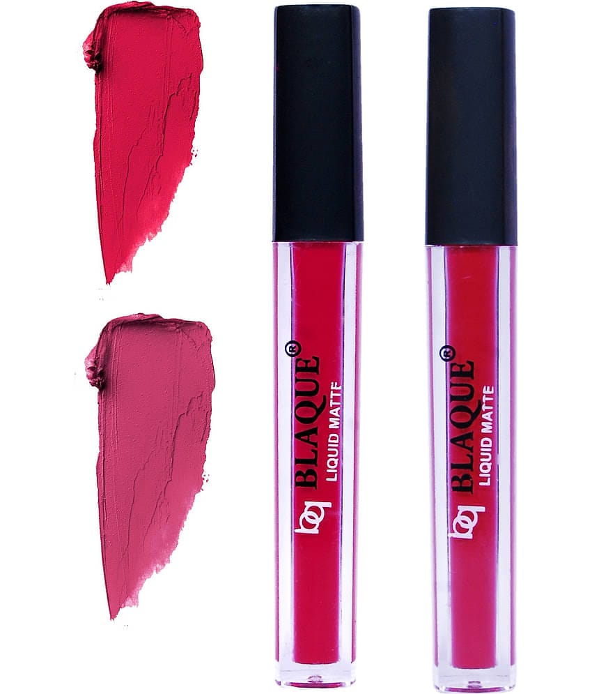 bq BLAQUE Matte Liquid Lipstick Combo Set of 2 Pcs 4ml each, Long Lasting & Waterproof - Ruby Red & Fuschia Pink
