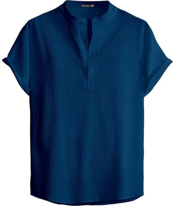WEBRIC Poly Cotton Regular Fit Self Design Half Sleeves Men's Casual Shirt - Teal ( Pack of 1 )