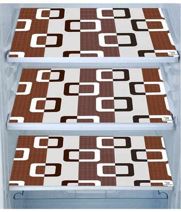E-Retailer Set of 3 PVC Brown Fridge Mats