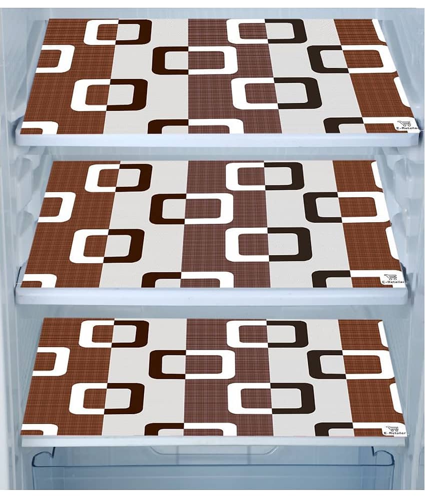 E-Retailer Set of 3 PVC Brown Fridge Mats