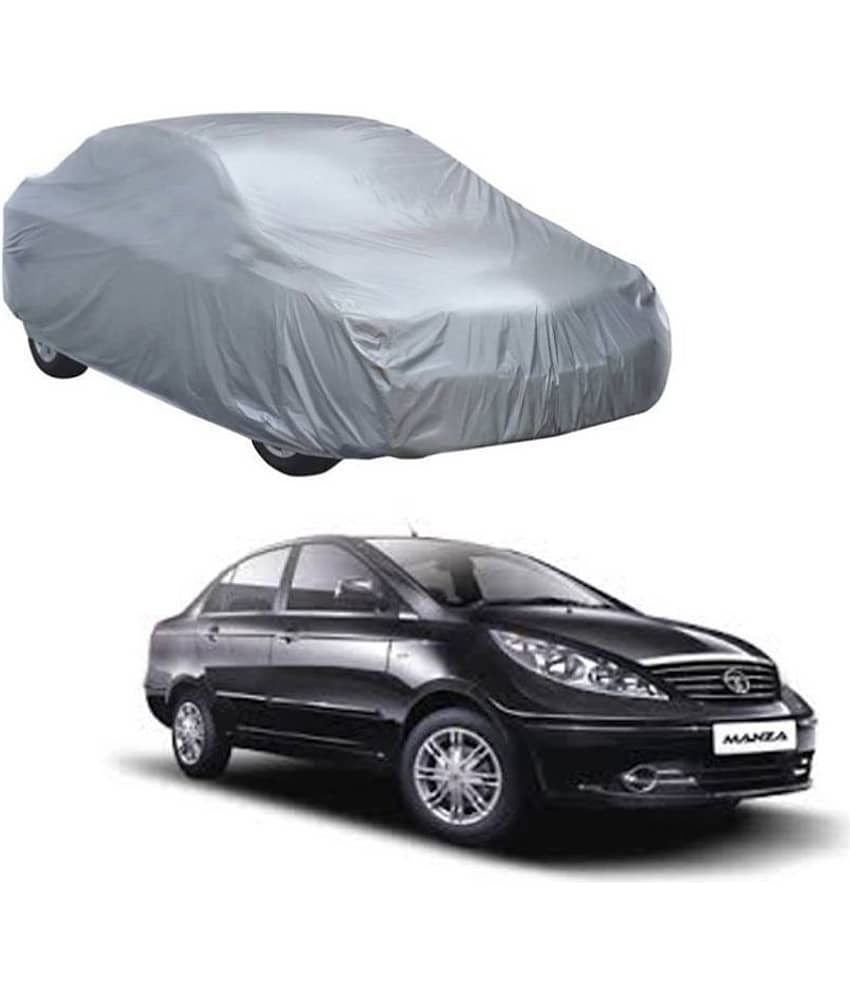 Autoretail Silver Color Dust Proof Car Body Polyster Cover Without Mirror Pocket Polyster For Tata Manza