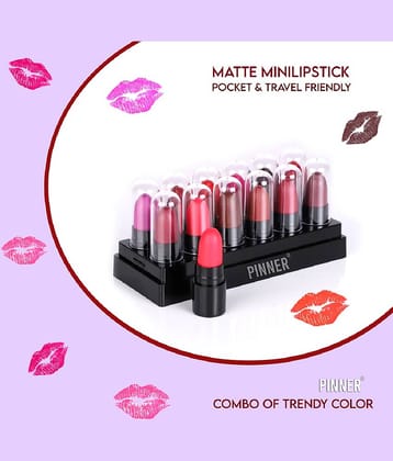Pinner Minis Pout Party Matte Lipstick Highly Pigmented Mini Lipsticks (Set of 12 )