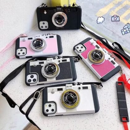 Emily In Paris iPhone Samsung Black 3D Retro Camera Phone Case Cover-iPhone 13 / iPhone 14 / Black + Silver