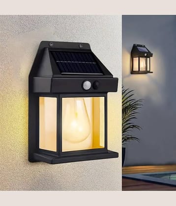 18-ENTERPRISE Solar Wall Lights Outdoor Motion Sensor Auto Chargeable Exterior LED Sconce Front Porch Security Lamps waterproof for Patio Garden (Pack of 1, Warm Yellow).