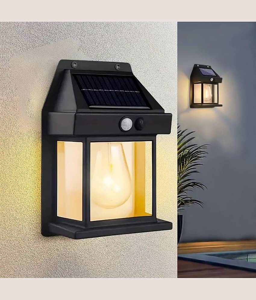 18-ENTERPRISE Solar Wall Lights Outdoor Motion Sensor Auto Chargeable Exterior LED Sconce Front Porch Security Lamps waterproof for Patio Garden (Pack of 1, Warm Yellow).