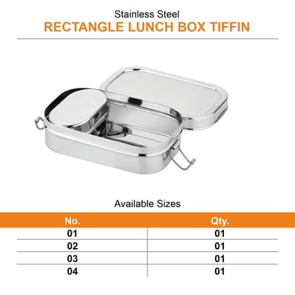 Stainless Steel Lunch Box with Transparent Lid & Locking Clips | Rectangular Steel Tiffin Box Stainless Steel Lunch Box with Transparent Lid & Locking Clips | Rectangular Steel Tiffin Box