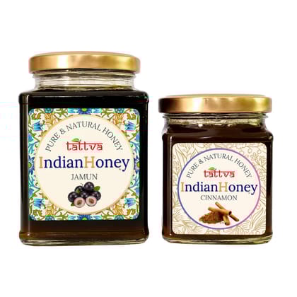 IndianHoney Diabetics-Friendly Jamun Honey & Metabolic & Warming Cinnamon Infused Honey Combo Pack (500gm & 230gm) Jamun & Cinnamon IndianHoney Diabetics-Friendly Jamun Honey & Metabolic & Warming Cinnamon Infused Honey Combo Pack (500gm & 230gm) Jamun & Cinnamon