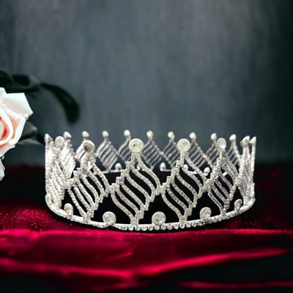 Silver Plated Embellish Rhinestone Tiara fashion show Crown