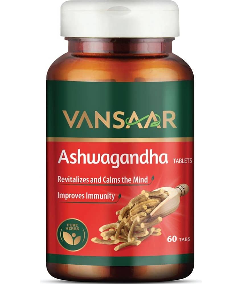 Vansaar Ashwagandha Tablets | Helps Strength & Stamina | Stress Relief | Made with 100% Pure Ashwagandha - 60 Tablets