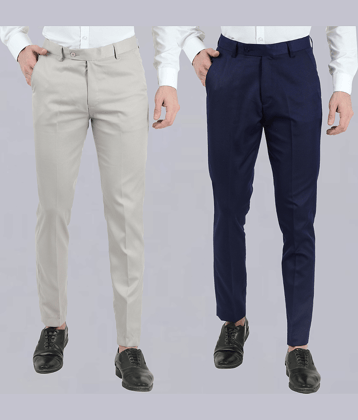 VEI SASTRE Multicolored Slim Formal Trouser ( Pack of 2 )
