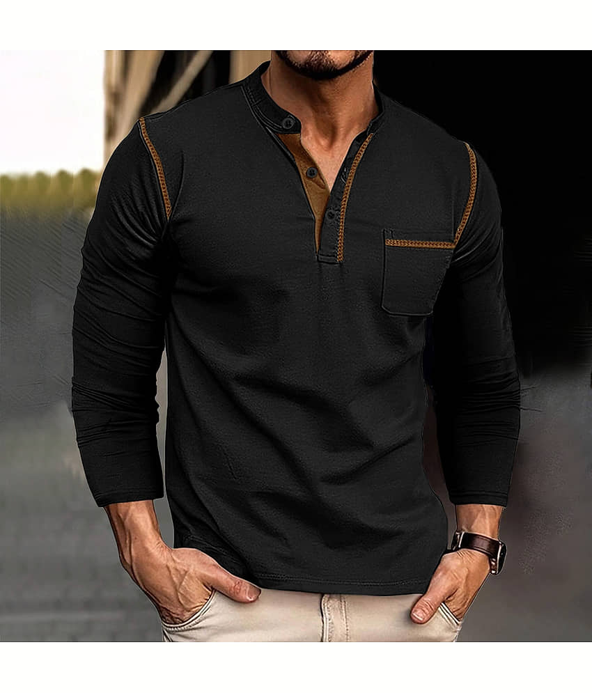 Eyebogler Men Cotton Blend Regular Fit Solid T-Shirt ( Black )