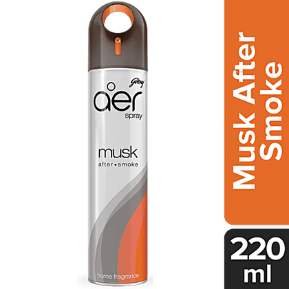 Godrej Aer Spray - Home & Office Air Freshener, Musk After Smoke, 220 ml