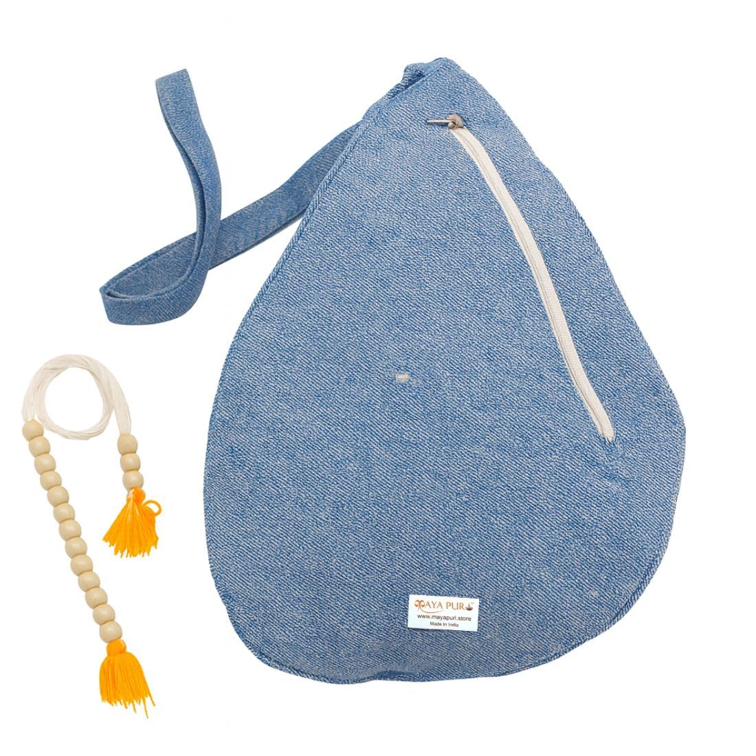 MAYAPURI Pure Cotton Original Gomukhi Japa Mala Bag, Chanting Bag or Prayer Beads Bag with Zip Pocket and Sakshi Mala Counter