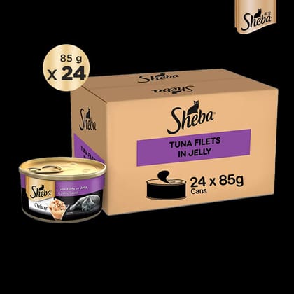 Sheba Deluxe Premium Tuna Fillets in Jelly Adult (1 + Years) Wet Cat Food (85gx24)