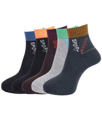 Dollar - Cotton Mens Printed Multicolor Ankle Length Socks ( Pack of 5 ) - Multicolor