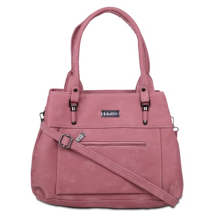 Jothi Roselle Premium Womens Handbag | Brushed Velvet & Synthetic Leather Tote | 3-Compartment Organizer | Adjustable & Detachable Sling Strap | Soft Base | Dusty Rose