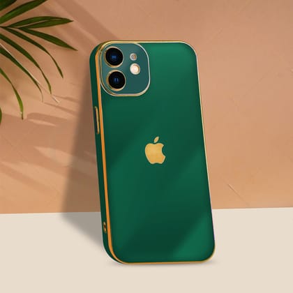 iPhone 12 Mini Deluxe Gold Plating Case-Dark Green