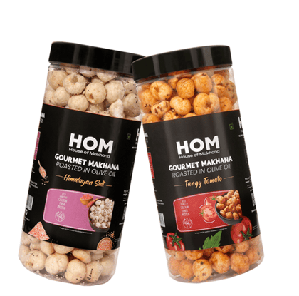 GOURMET MAKHANA Roasted in Olive Oil | Flavors Tangy Tomato & Himalayan Salt and Pepper | Combo Of 2, 65g Each. - 130 gm