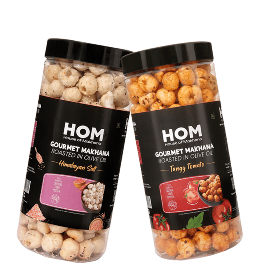 GOURMET MAKHANA Roasted in Olive Oil | Flavors Tangy Tomato & Himalayan Salt and Pepper | Combo Of 2, 65g Each. - 130 gm