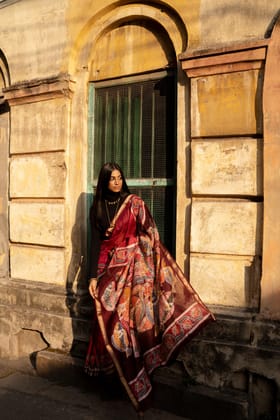 Batik Maheswari saree - Narmada- Manchali-Chanderi