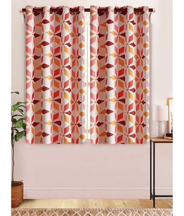 Home Candy Set of 2 Long Door Semi-Transparent Eyelet Polyester Red Curtains ( 274 x 120 cm )