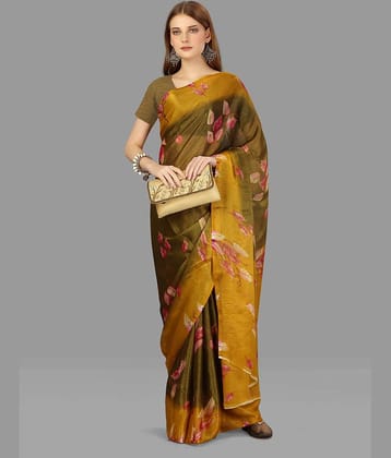 Sitanjali Lifestyle Brasso Printed Saree With Unstitched Blouse Piece ( Yellow )