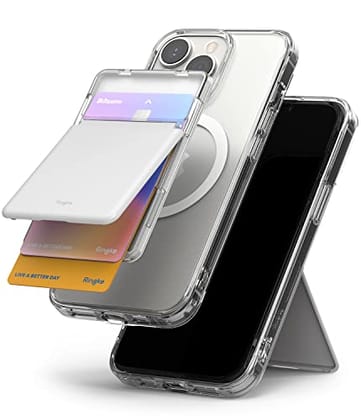 Magnetic Stand Slot Card Holder-Clear & Light Gray