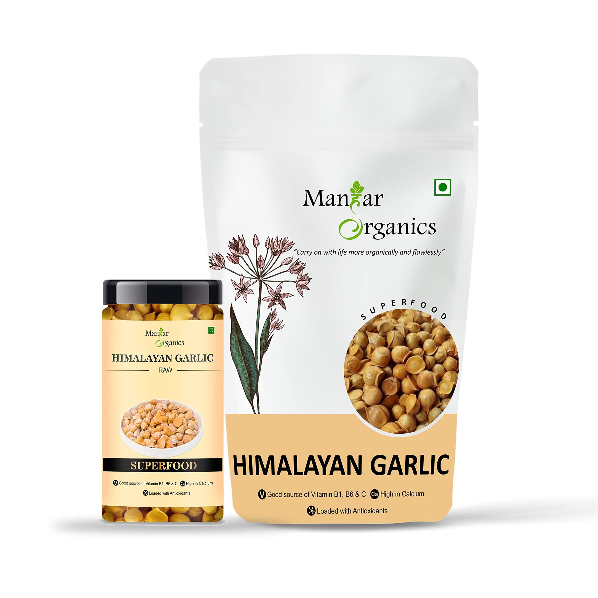 ManHar Organics Himalayan Garlic 1400gm- Kashmiri Lehsun/Himalayan Single Clove Garlic for strong Immunity & Diabetes (pack of 2) (Himalayan garlic, 1400)