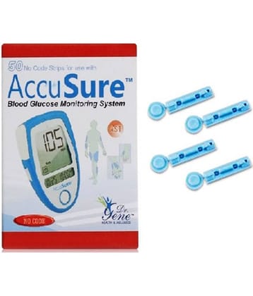 ACCUSURE 50 Glucometer Test Strips & 100 Round Lancets