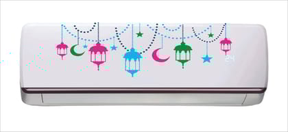 DreamKraft Decorative Hanging Lamp & Moons AC Sticker (Multicolor PVC Vinyl, 30cm X 91cm)