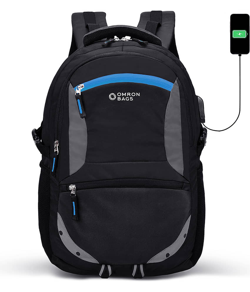 OMRON BAGS 35 Ltrs Polyester Backpack With Raincover *For Men & Women ( Black )