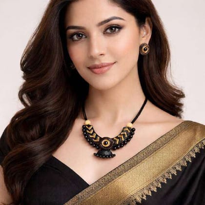 Terracotta Necklace Set Eco Friendly Black Formal Jewellery