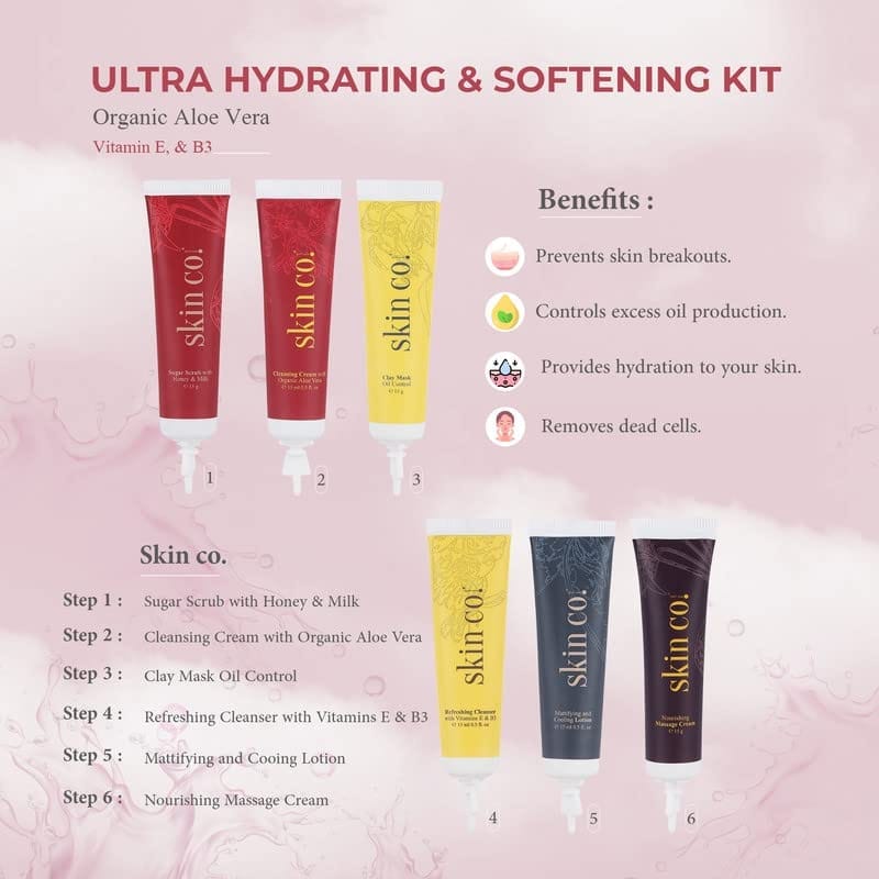 Skin Co Ultra Hydrating and Softning Pedicure Manicure for Women with Vitamin E & B3, Aloe vera | Hand & Foot Home Care Spa Kit | All Skin Types, 50g+10ml