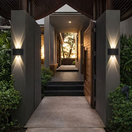 SPARKWORLD 2-Way Double Outdoor Waterproof LED Wall Light Up & Down Aluminum Body Lamp for Home & Commercial Use (Black, Warm White, Pack of 1) | Size: 6X8 cm