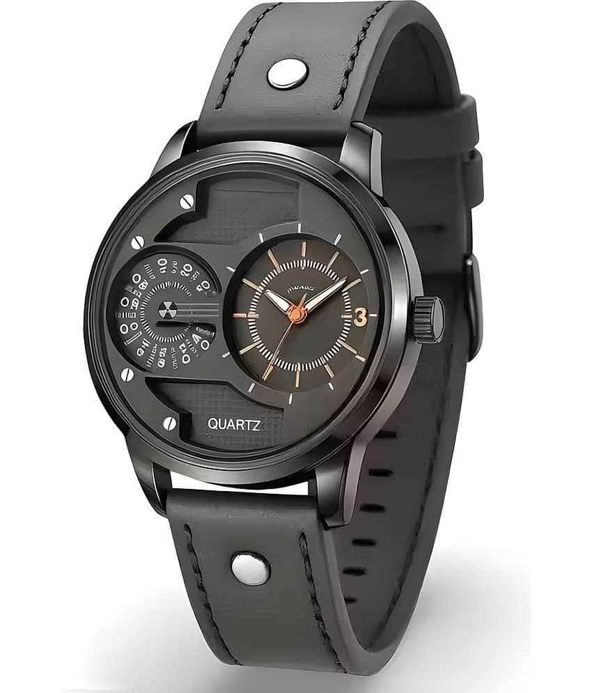 DECLASSE Black Leather Analog Men's Watch