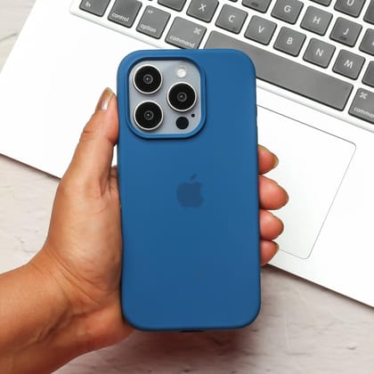 Blue Original Silicone Case For Apple Iphone 15 Pro