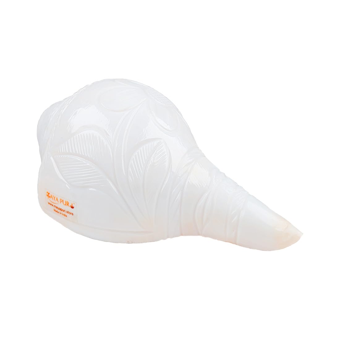MAYAPURI Vamavarti Engraved Design Loud Blowing Shankh for Pooja Original (White, Weight 250-300g)