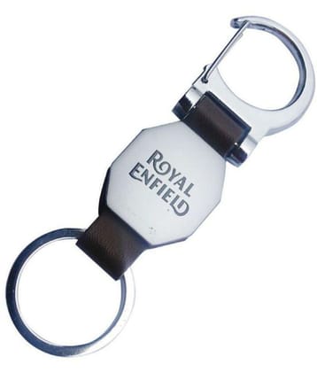 RAVARIYA GRAPHICS royal Enfield Bullet Bike Black Leather Silver Metal Keychain for Car Bike Men