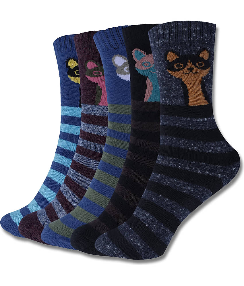 Dollar Multicolor Cotton Blend Boy's Full Length Socks ( Pack of 5 )