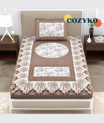 COZYKO Cotton 1 Single Bedsheet with 1 Pillow Cover ( Brown Dark )